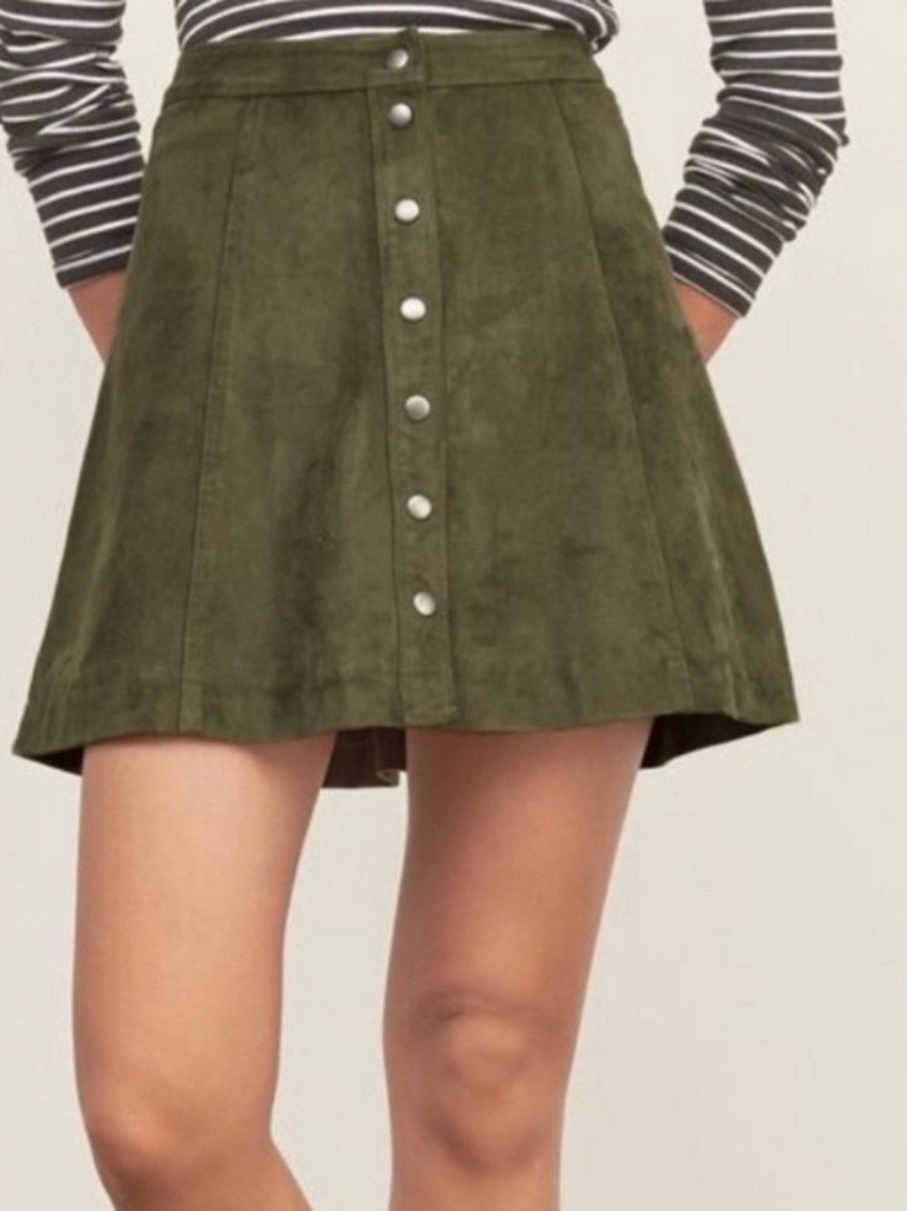 Abercrombie & Fitch Olive Green Suede Mini Skirt